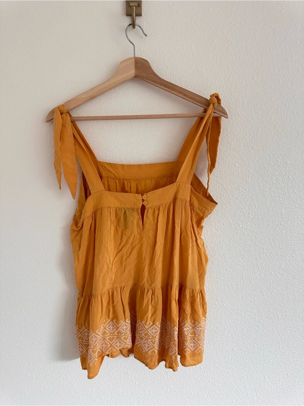 Wrangler Mustard Tie-Shoulder Embroidered Top - Picture 3 of 3